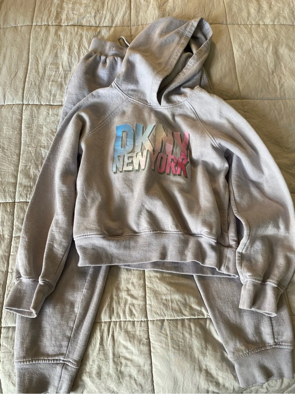 DKNY Light Lavender Crewneck Hoodie with Pastel Logo